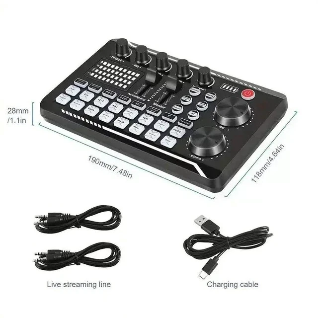 Alt view image 6 of 6 - F998 English Version Sound Card Mixer USB Audio Interface for Phone / PC, Condenser Mic Stand, Live Streaming Mixer for Gaming / Recording