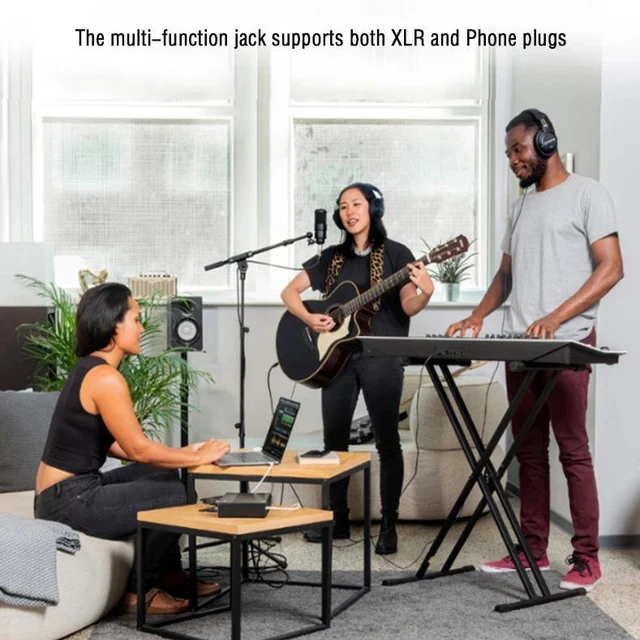 Alt view image 3 of 6 - Professional Recording Sound Card for Microphone Studio-Grade Audio Interface for Band Recording / Voice-Over / Live Streaming - GAX-MD22 Black