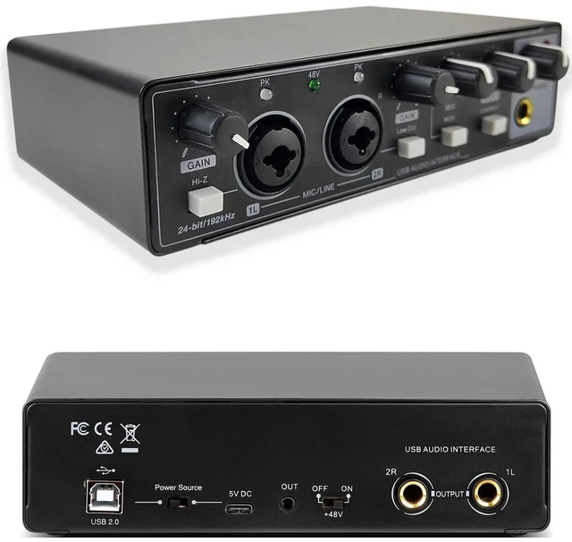 Alt view image 4 of 6 - Professional Recording Sound Card for Microphone Studio-Grade Audio Interface for Band Recording / Voice-Over / Live Streaming - GAX-MD22 Black