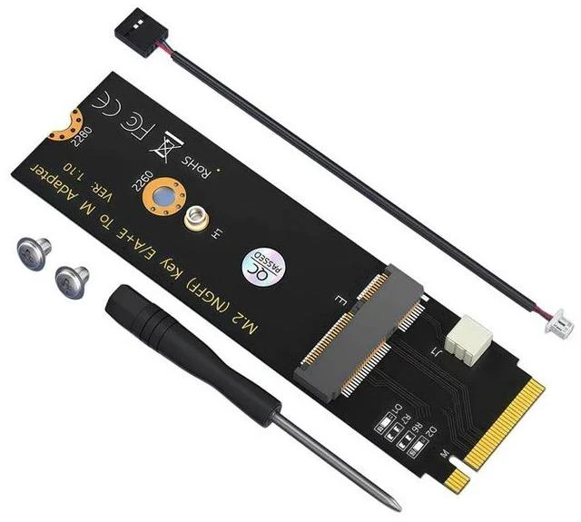 Main image of M.2 NGFF A+E Key to M Key Adapter Card WiFi + Bluetooth Module Converter, A+E to M Key M.2 Slot Adapter for Wireless / BT / CNVi Modules