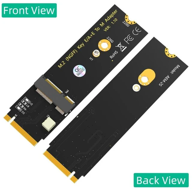 Alt view image 2 of 5 - M.2 NGFF A+E Key to M Key Adapter Card WiFi + Bluetooth Module Converter, A+E to M Key M.2 Slot Adapter for Wireless / BT / CNVi Modules