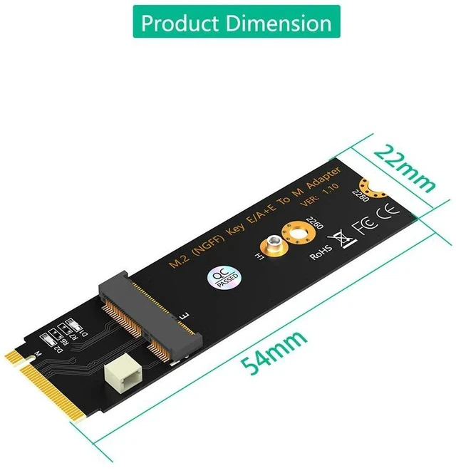 Alt view image 4 of 5 - M.2 NGFF A+E Key to M Key Adapter Card WiFi + Bluetooth Module Converter, A+E to M Key M.2 Slot Adapter for Wireless / BT / CNVi Modules