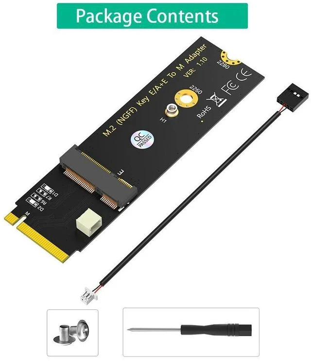 Alt view image 5 of 5 - M.2 NGFF A+E Key to M Key Adapter Card WiFi + Bluetooth Module Converter, A+E to M Key M.2 Slot Adapter for Wireless / BT / CNVi Modules