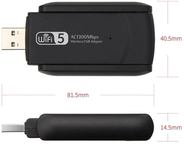 Alt view image 4 of 6 - 1300Mbps Dual-Band USB WiFi Adapter 5.8G / 2.4G AC1300 Wireless Network Card, Driver-Free for Windows 10/11, USB WiFi Receiver for Desktop / Laptop - RTL8812BU