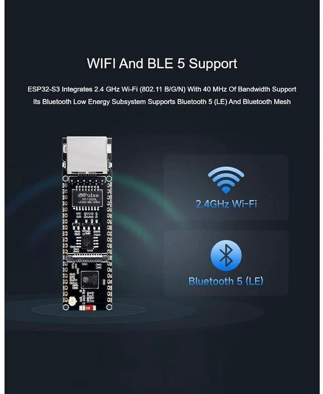 Alt view image 7 of 7 - ESP32-S3 ETH Development Board Based on ESP32-S3R8,ESP32 S3 Ethernet Module, 10/100Mbps RJ45 Ethernet Port,Support Wi-Fi & Bluetooth,Dual Core Processor
