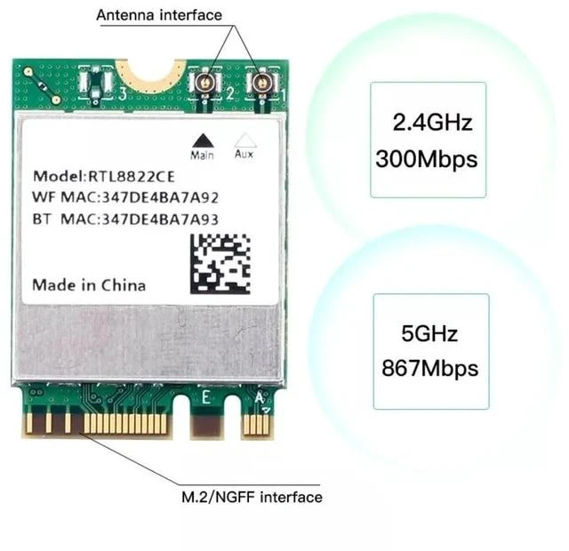 Alt view image 3 of 4 - RTL8822CE WiFi Module - AW-CB375NF Dual-Band Wireless Network Adapter with Bluetooth 5.0 - Support /nanopi/bananapi SBC (with 2X Glue Stick ANT)