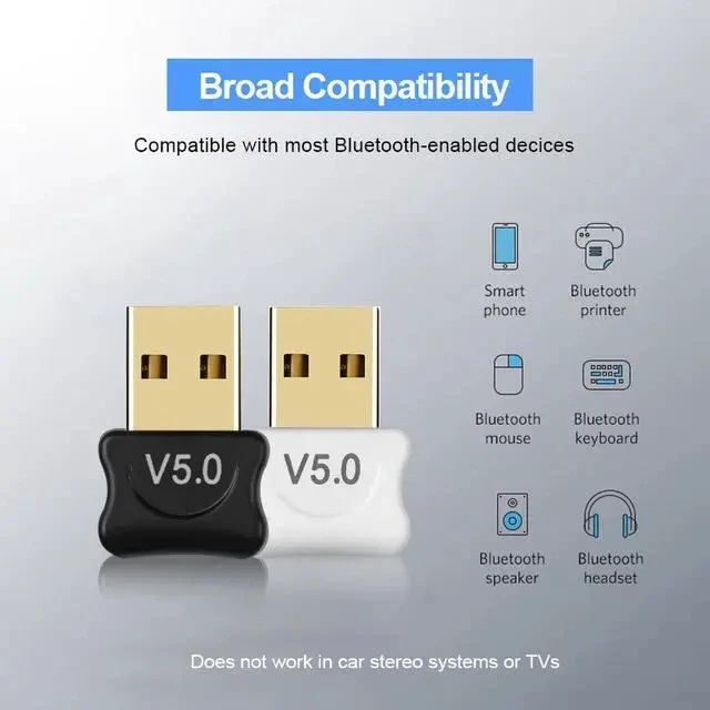 Alt view image 5 of 7 - USB Bluetooth 5.0 Adapter Wireless Bluetooth Audio Receiver & Transmitter for PC / Laptop, Computer Bluetooth Dongle, Dual-Mode TX/RX for Speakers / Headphones - Random colors