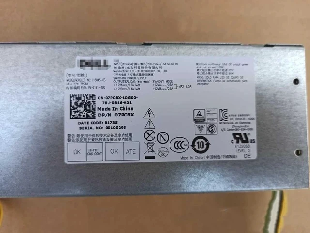 Alt view image 4 of 6 - H180ES-00 L180ES-01 L180AS-03 HU180NS-00 HK280-81FN AC180ES-01 New PSU for De ll VOS TRO 3667 3668 3669 6Pin 180W Power Supply