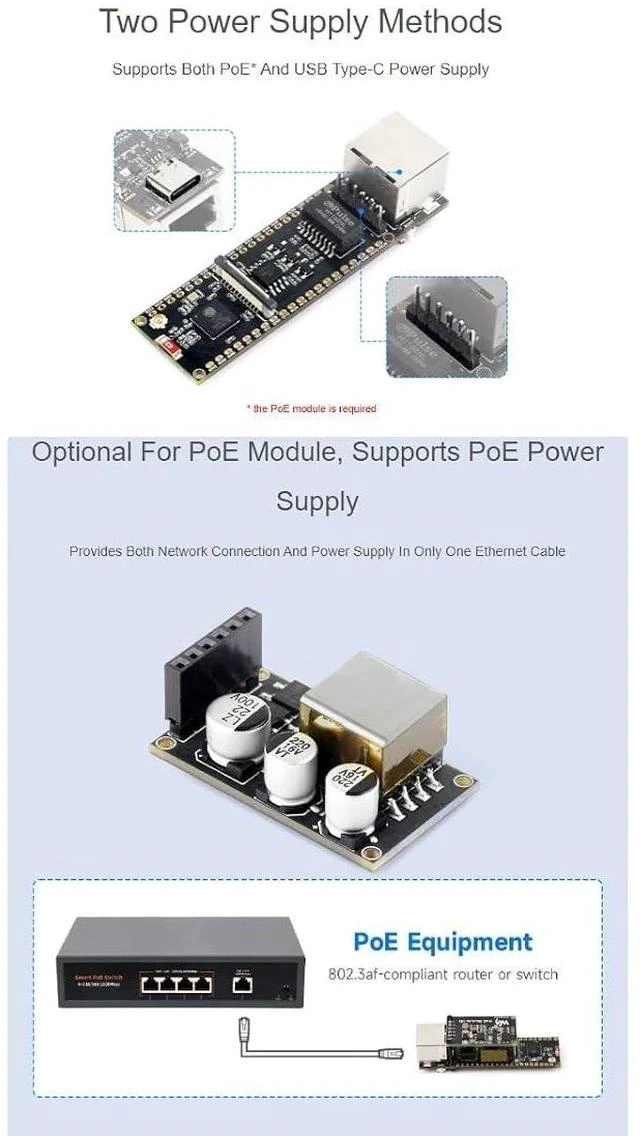 Alt view image 7 of 7 - ESP32-S3 PoE ETH Development Board Based on ESP32-S3R8,ESP32 S3 Ethernet Module, 10/100Mbps RJ45 Ethernet Port,Dual Core Processor,Support Wi-Fi & Bluetooth