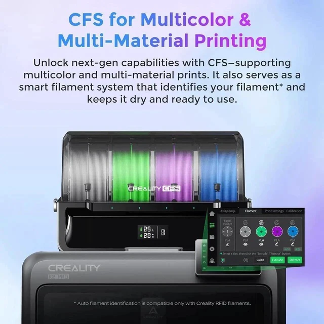 Alt view image 4 of 7 - Creality Official K2 Pro Combo(A) 3D Printer, Multi-Color Printing with CFS, 600mm/s High-Speed, AI Cameras, Full Auto-Leveling, Dual Z-Axis, 300x300x300mm Build Volume