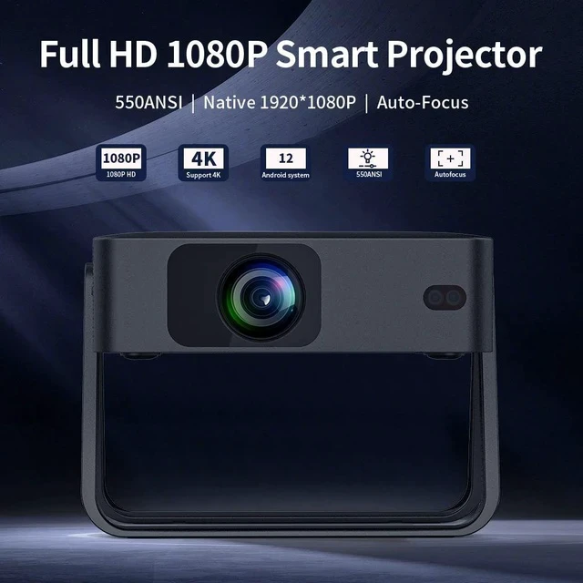 Alt view image 5 of 7 - Portable 4K Projector R2 with Auto Focus Mini Home Theater, Wireless Screen Mirroring for Laptop/Phone, 1080P Native, Smart Android OS