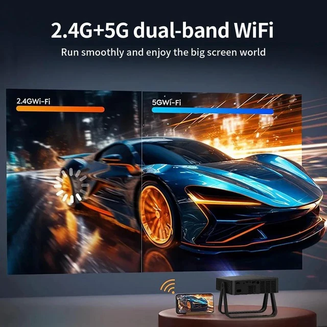 Alt view image 6 of 7 - Portable 4K Projector R2 with Auto Focus Mini Home Theater, Wireless Screen Mirroring for Laptop/Phone, 1080P Native, Smart Android OS