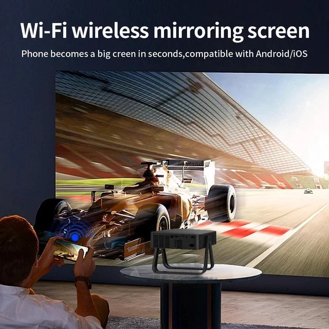 Alt view image 7 of 7 - Portable 4K Projector R2 with Auto Focus Mini Home Theater, Wireless Screen Mirroring for Laptop/Phone, 1080P Native, Smart Android OS