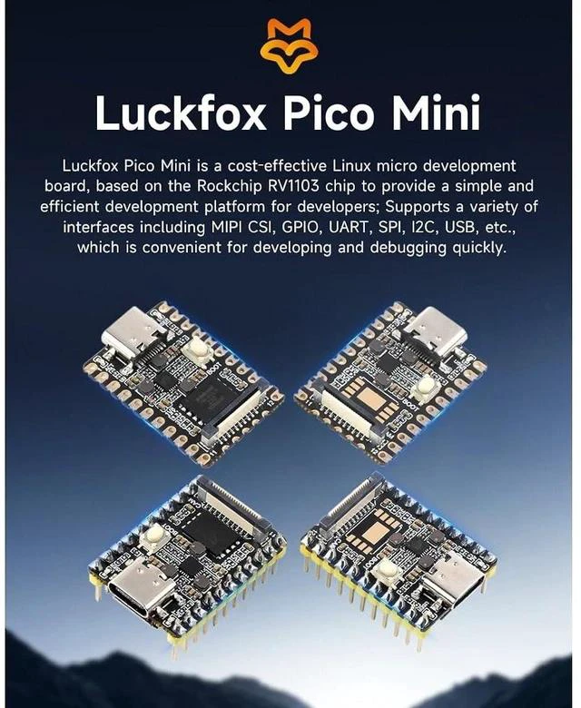 Alt view image 2 of 7 - Luckfox Pico Mini RV1103 Linux Micro Development Board Based on RV1103 Chip with 128MB Flash,Integrates ARM Cortex-A7/RISC-V MCU/NPU/ISP Processors,USB Type-C Connector,CSI Camera Interface