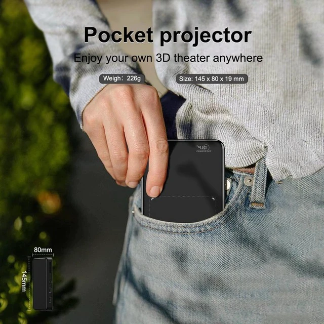 Alt view image 2 of 7 - Portable 4K LED DLP Mini Smart Projector 1080p Native, Auto Focus, for Home/Outdoor Movie & Gaming
