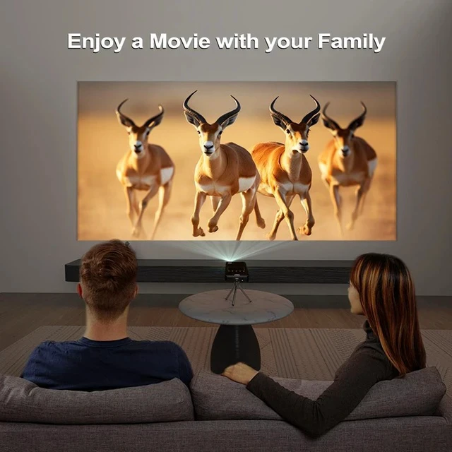 Alt view image 5 of 7 - Portable 4K LED DLP Mini Smart Projector 1080p Native, Auto Focus, for Home/Outdoor Movie & Gaming