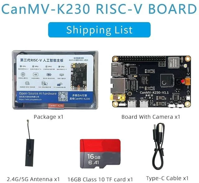 Alt view image 3 of 7 - CanMV-K230 AI Development Board - Kendryte K230 RISC-V 64-512MB RAM 3X 4K Camera Inputs - Support RVV1.0 for AI Edge AIoT (Dev Kit A (with 16GB TF Card))