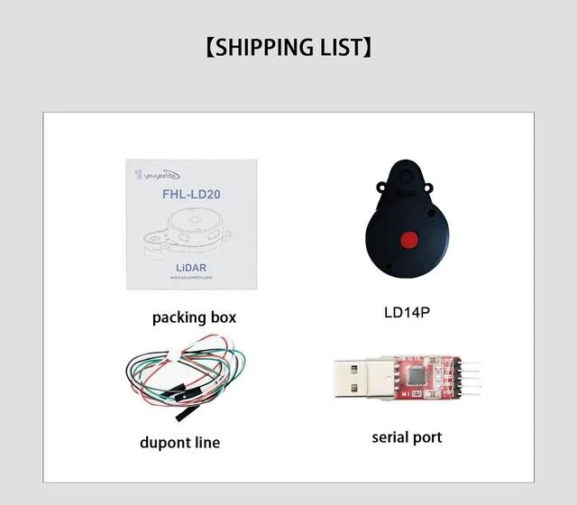 Alt view image 7 of 7 - FHL-LD20 8 meters 360 deg; Lidar sensor, provides Compatible with Raspberry Pi C/ROS1&2 Tutorial, triangulated LiDAR LD14P, software start-stop control (LD20 Lidar Kit)