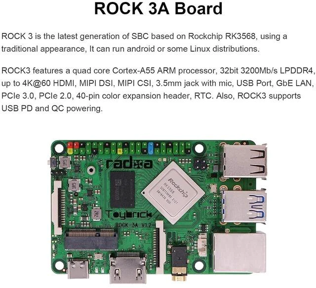 Alt view image 6 of 6 - Rock 3 Model A SBC Rockchip RK3568 Quad-core Cortex-A55 Processor Brings M.2 Slots for NVMe SSD, WiFi 6 to Raspberry Pi Form Factor (8G Version)