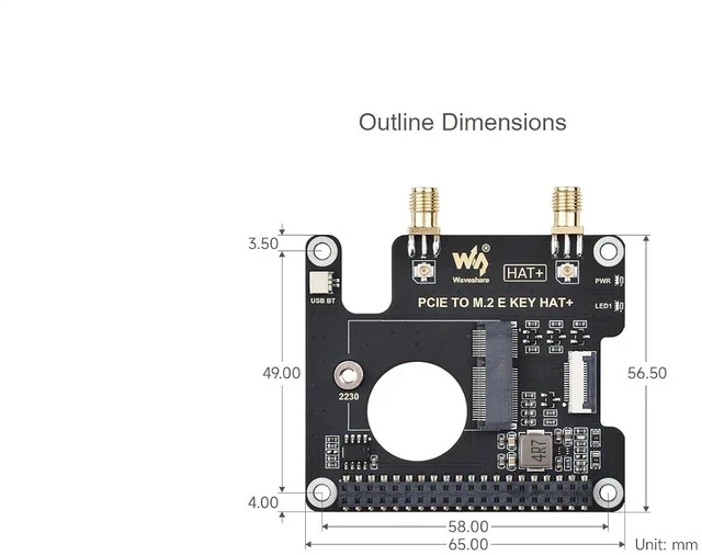 Alt view image 7 of 7 - PCIe to M.2 E Key Adapter with PoE HAT for Raspberry Pi 5,Compatible with NGFF (M.2 E Key) Wireless NIC,Suitable for A/E Key and E Key