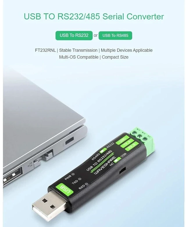 Alt view image 3 of 6 - USB to RS232 RS485 Serial Converter Adapter Onboard Original FT232RNL Chip,Supports Mac, Linux, Android, Win11/10/8.1/8/7