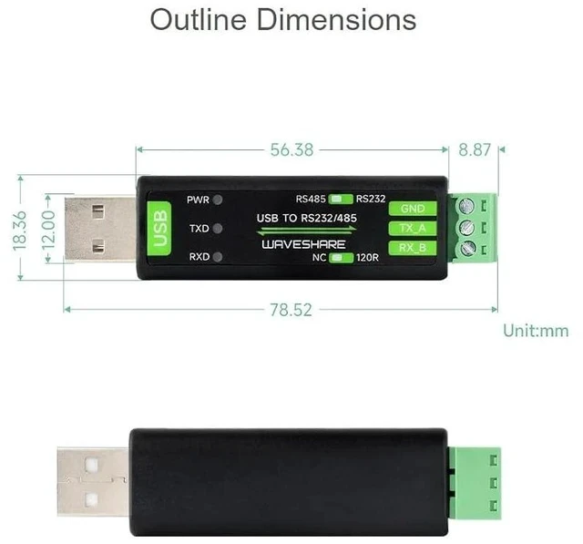 Alt view image 6 of 6 - USB to RS232 RS485 Serial Converter Adapter Onboard Original FT232RNL Chip,Supports Mac, Linux, Android, Win11/10/8.1/8/7
