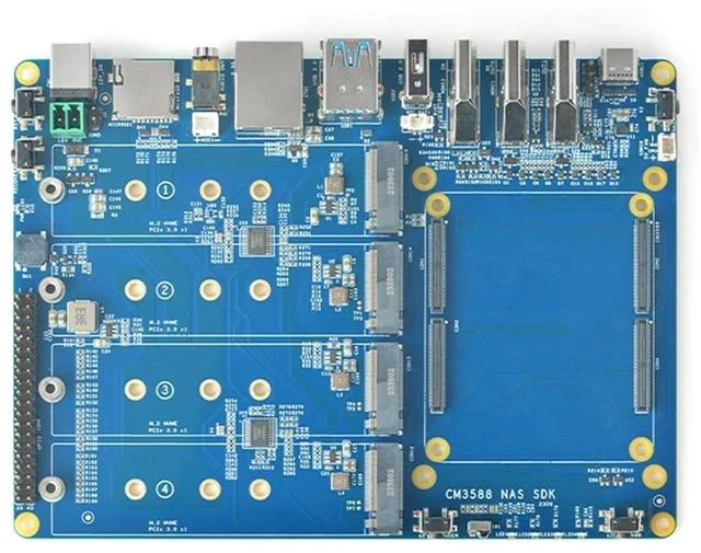 Main image of CM3588 Plus Mini NAS Platform, up to 8K Video, RK3588,OpenMediaVault fit,32GB LPDDR5, 4 x M.2 PCIe3.0 Socket, NAS Solutions, Home Server,Local Cloud Storage (NAS Carrier Board)