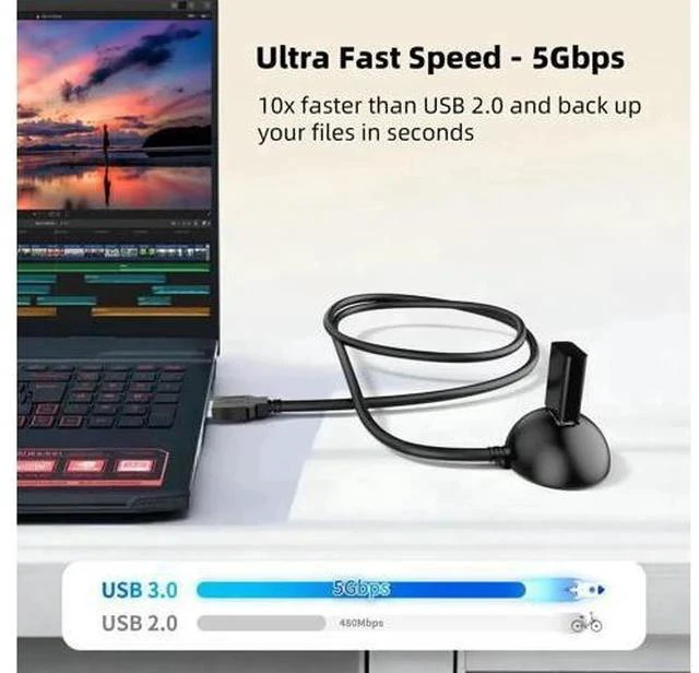 Alt view image 5 of 7 - 5FT/1.5M USB 3.0 Type-A Male to Female Extension Cable, 5Gbps High Speed Extender Cord for Docking Station, Flash Drives & Common USB Peripherals