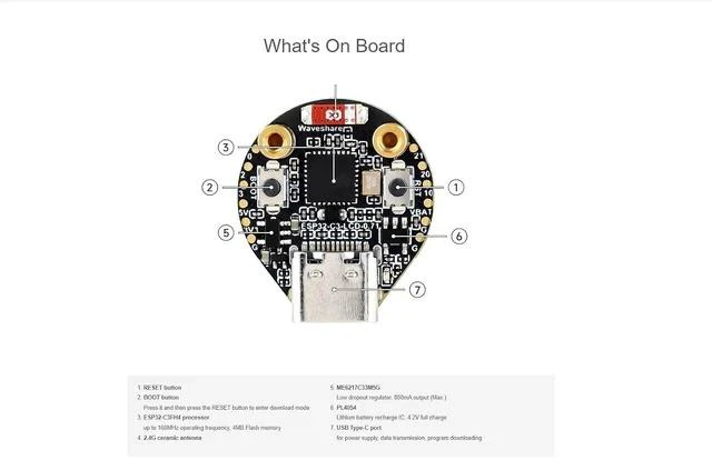 Alt view image 4 of 7 - ESP32-C3 0.71inch Round Display Development Board, 160160 Resolution, Single-Core ESP32-C3 Processor, SPI Interface Display