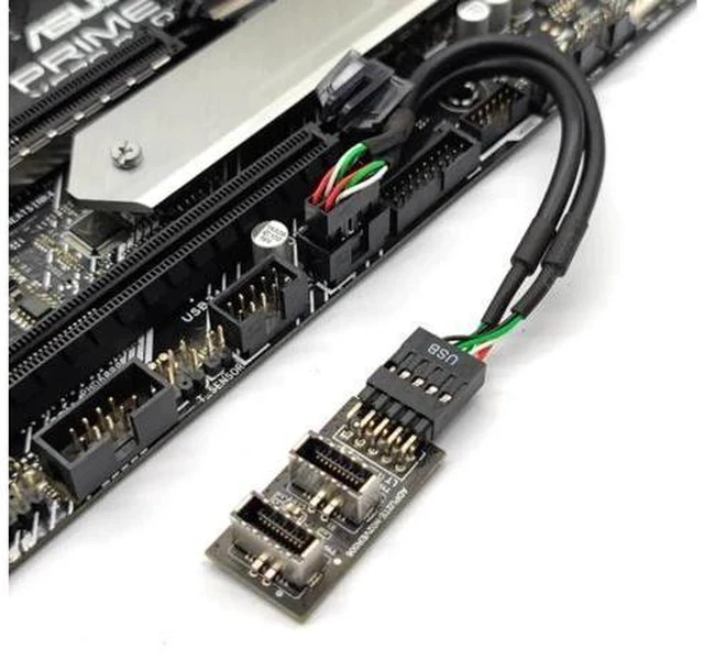 Alt view image 6 of 7 - USB 2.0 9Pin/10Pin to Dual USB 3.1 Type E Female Adapter, Motherboard Header Extension for Front Panel
