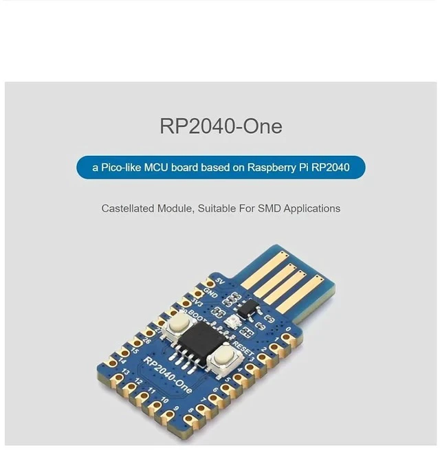 Alt view image 2 of 7 - RP2040-One Microcontroller Development Board Type-A 4MB Flash Pico-Like MCU Board Based on Raspberry Pi RP2040,PCB USB-A Port,Support C/C++,MicroPython