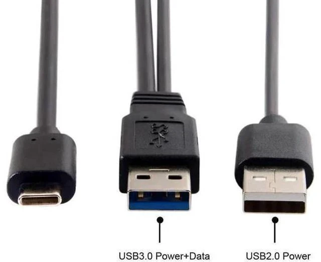 Alt view image 3 of 7 - 60cm Type-C to Dual USB-A Y Splitter Cable | USB3.0+USB2.0 Combo for External HDD & Laptops