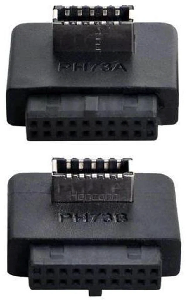 Alt view image 4 of 7 - 2 Pack Overmolded USB 3.0 19/20Pin Internal Header to USB 3.1 Type-E Front Panel Extension Adapter