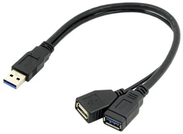 Main image of USB3.0 Y-Splitter Cable | Single Type-A Male to Dual Type-A Female Extra Power Data Cord for 2.5-inch Portable Hard Drives