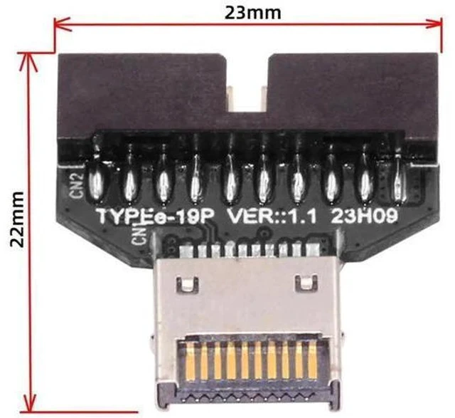 Alt view image 2 of 7 - USB 3.0 20Pin Header to USB 3.1 Type-E IDC Socket Adapter, Front Panel Converter for Desktop Motherboard