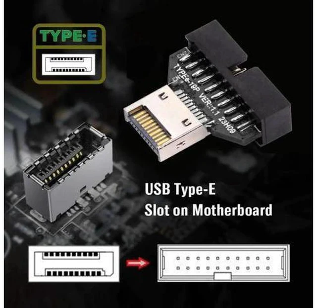 Alt view image 5 of 7 - USB 3.0 20Pin Header to USB 3.1 Type-E IDC Socket Adapter, Front Panel Converter for Desktop Motherboard