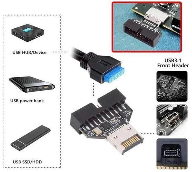 Alt view image 3 of 7 - USB 3.0 20Pin Header to Type-E IDC Socket Adapter with CH334P Chip, USB 3.1 Front Panel Converter for Desktop Motherboard