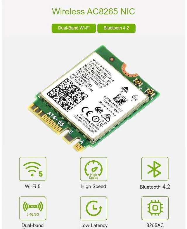 Alt view image 2 of 7 - Wireless-AC8265 Dual Mode AC8265 Wireless NIC Module for Jetson Nano Developer Kit M.2 NGFF Support 2.4GHz / 5GHz 300Mbps / 867Mbps Dual Band WiFi and Bluetooth 4.2