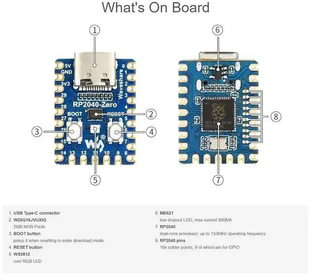 Alt view image 7 of 7 - RP2040-Zero Mini Board High-Performance Pico-Like MCU Board Based on Raspberry Pi Microcontroller Chip RP2040,USB-C Connector,Low-Cost, Support C/C++,MicroPython