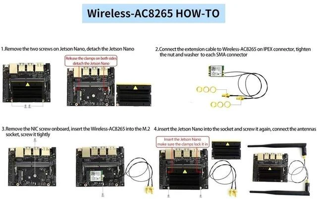 Alt view image 7 of 7 - Wireless-AC8265 Dual Mode AC8265 Wireless NIC Module for Jetson Nano Developer Kit M.2 NGFF Support 2.4GHz / 5GHz 300Mbps / 867Mbps Dual Band WiFi and Bluetooth 4.2