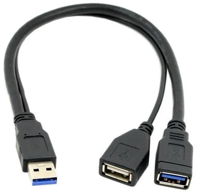 Alt view image 2 of 7 - USB3.0 Y-Splitter Cable | Single Type-A Male to Dual Type-A Female Extra Power Data Cord for 2.5-inch Portable Hard Drives