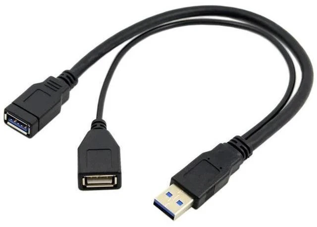 Alt view image 5 of 7 - USB3.0 Y-Splitter Cable | Single Type-A Male to Dual Type-A Female Extra Power Data Cord for 2.5-inch Portable Hard Drives