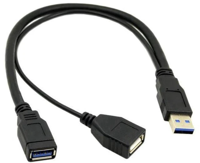 Alt view image 6 of 7 - USB3.0 Y-Splitter Cable | Single Type-A Male to Dual Type-A Female Extra Power Data Cord for 2.5-inch Portable Hard Drives
