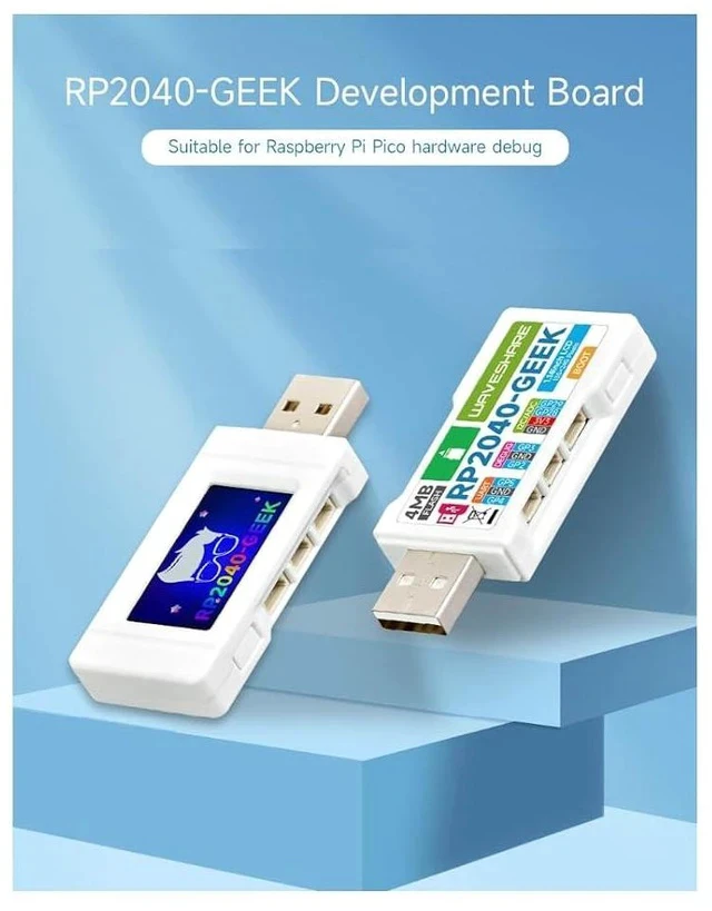 Alt view image 2 of 7 - RP2040 Geek Development Board Based On RP2040 Microcontroller with 1.14inch 65K Color LCD and White Plastic Case,USB Debugging Downloader,Suitable for Raspberry Pi Pico Hardware Debug
