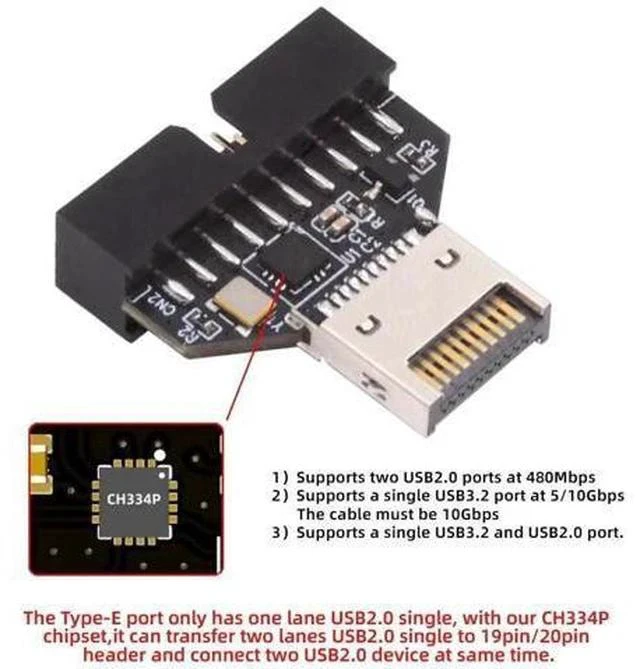Alt view image 6 of 7 - USB 3.0 20Pin Header to Type-E IDC Socket Adapter with CH334P Chip, USB 3.1 Front Panel Converter for Desktop Motherboard