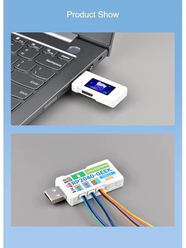Alt view image 5 of 7 - RP2040 Geek Development Board Based On RP2040 Microcontroller with 1.14inch 65K Color LCD and White Plastic Case,USB Debugging Downloader,Suitable for Raspberry Pi Pico Hardware Debug