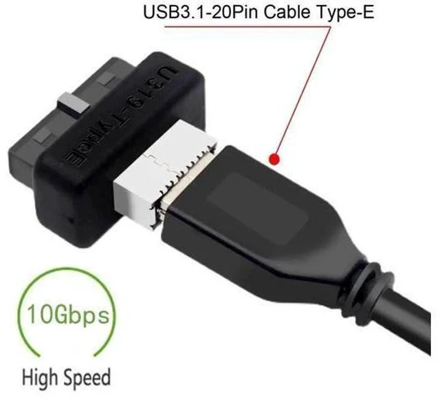 Alt view image 2 of 7 - Overmolded USB 3.0 19/20Pin Motherboard Header to USB 3.1 Type-E Front Panel Extension Adapter