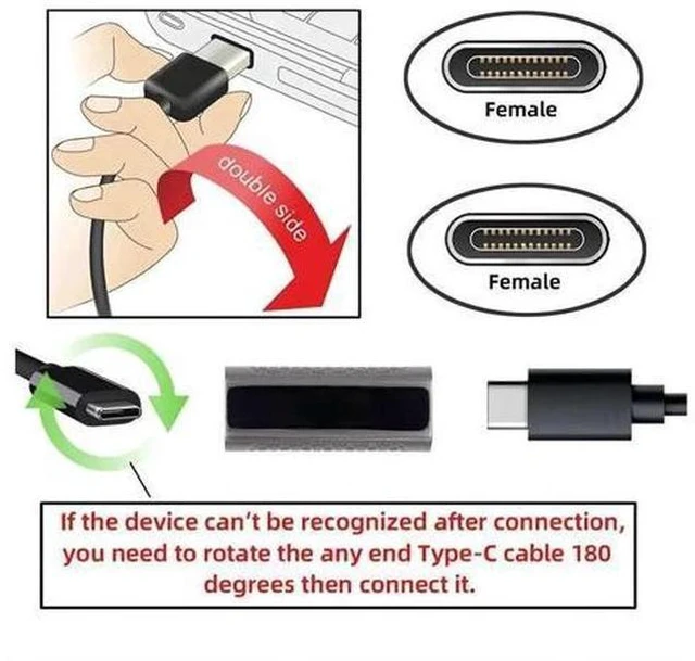 Alt view image 4 of 7 - 2 Pack 0.2M Panel Mount USB3.1 Gen2 Type-C Male to Female Extension Cable | 10Gbps Data & Fast Charging Cord