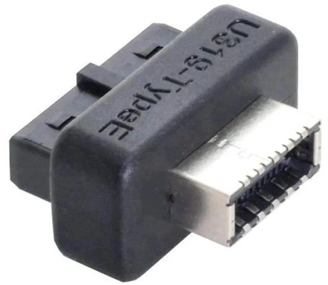 Alt view image 4 of 7 - Overmolded USB 3.0 19/20Pin Motherboard Header to USB 3.1 Type-E Front Panel Extension Adapter