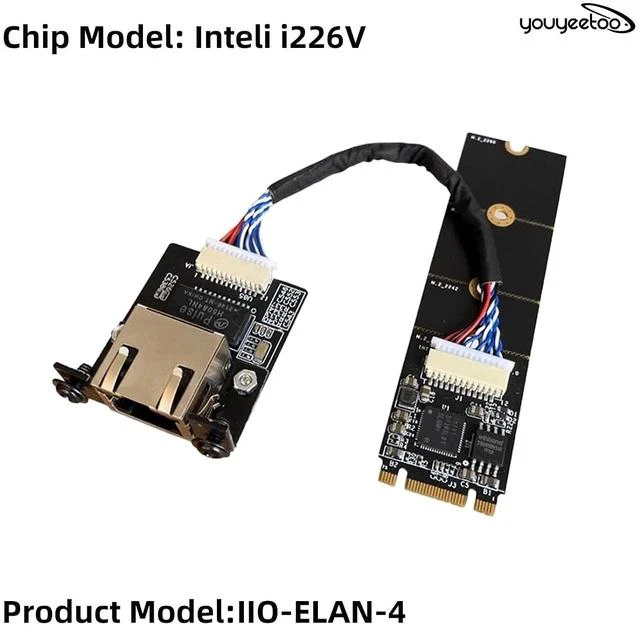 Alt view image 4 of 7 - i226-V Gigabit 2.5G Ethernet Server NIC Card - M.2 Interface for Enhanced Network Speeds,Support X1 X86 SBC, 10/100/1000/2500 Mbps RJ45 LAN (M.2 B + M Key,30CM)